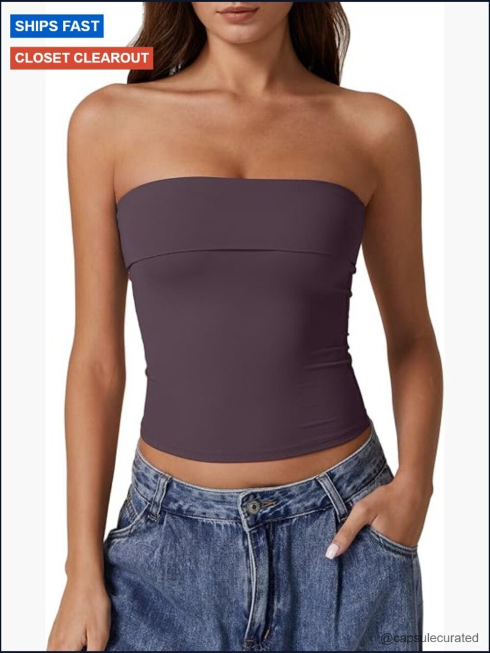 Strapless Bandeau Tube Top Double Lined Slim Fit Summer Going Out Tank